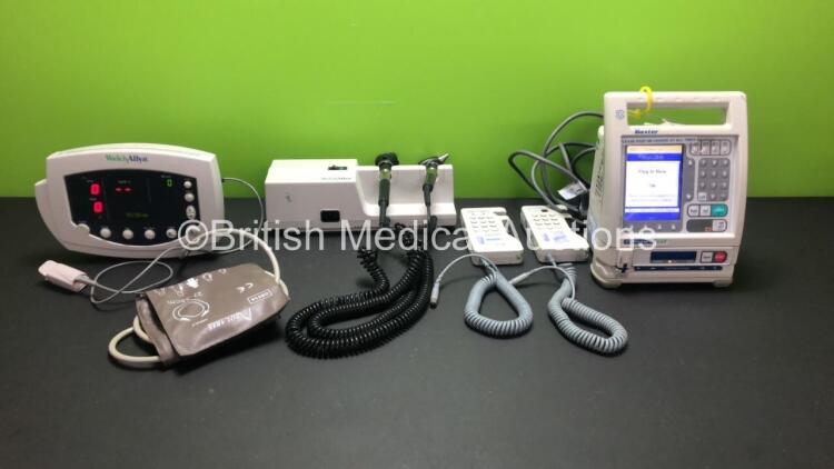 Mixed Lot Including 1 x Welch Allyn 53NOP Monitor with SpO2 Lead, Sensor and BP Cuff (Powers Up) 1 x Welch Allyn 767 Series Transformer with 2 x Attachments, 2 x Huntleigh Dopplers and 1 x Baxter Colleague CXE Infusion Pump