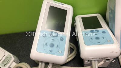 4 x Welch Allyn 3400 Probp Digital BP Monitors with 3 x AC Power Supplies (3 Hold Charge with Blank Screens, 1 Untested, Al with Cracked Casing-See Photos) - 2