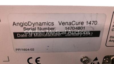 AngioDynamics Venacure 1470 Laser V41.19 *Mfd 2012* with Key and Footswitch (Powers Up) *14704801) - 5