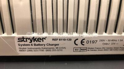 1 x Stryker Steri-Shield T4 Eight Station Battery Charger 400-655-1 and 1 x Stryker System 6 Battery Charger 6110-120 (Both Power Up) *H819040065500108* - 5