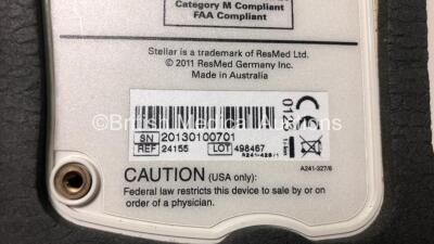 2 x ResMed Stellar 100 CPAP Units with 2 x AC Power Supplies (Both Power Up with Blank Screen) *20130100701 - 20130100686* - 3