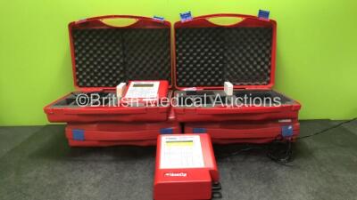 4 x Hemocue B-Hemoglobin Analyzers in Cases with 4 x AC Power Supplies