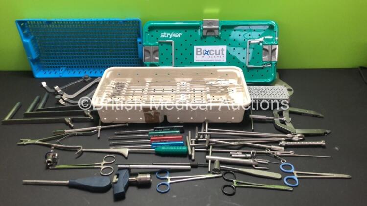 Job Lot of Surgical Instruments Including Stryker Biocut IM Reamer Set - Incomplete