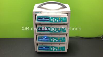 4 x B.Braun Infusomat Space Infusion Pumps with 1 x B.Braun SpaceStation Docking Port (All Power Up) *43388 - 43394 - 44025 - 43178 - 17840*