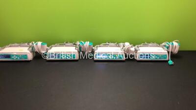 4 x B.Braun Infusomat Space Infusion Pumps with 4 x Power Supplies and 4 x B.Braun Type 8713130 Clamps (All Power Up) *46342 - 46398 - 43279 - 43240*