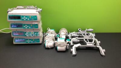 4 x B.Braun Infusomat Space Infusion Pumps with 4 x Power Supplies and 4 x B.Braun Type 8713130 Clamps (All Power Up) *46469 - 269332 - 43286 - 46291*