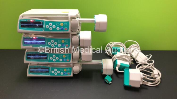 4 x B.Braun Perfusor Space Infusion Pumps with 4 x Power Supplies (All Power Up) *56335 - 56251 - 56250 - 56347