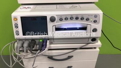 GE Corometrics 250cx Series Fetal Monitor *Mfd 2017* on Stand with 3 x Transducers and GE Mini Telemetry System with 2 x Transducers (Powers Up) (W) - 2