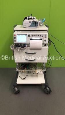 GE Corometrics 250cx Series Fetal Monitor *Mfd 2017* on Stand with 3 x Transducers and GE Mini Telemetry System with 2 x Transducers (Powers Up) (W)