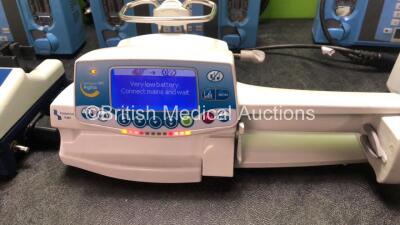 Job Lot of Pumps Including 1 x Fresenius Kabi Injectomat MC Agilina GB Pump (Powers Up) 1 x Fresenius Kabi Volumat MC Agilina GB Pump (Powers Up) 3 x Alaris Signature Gold Pumps (All Power Up 1 with Blank Screen and 1 with Malfunction Alarm-See Photo) - 2