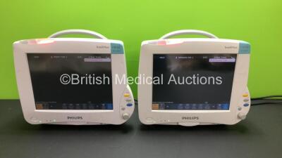 2 x Philips Intellivue MP50 Neonatal Touch Screen Patient Monitors Version J.10.54 / J.10.45 *Mfd 2008 - 2013* (Both Power Up)