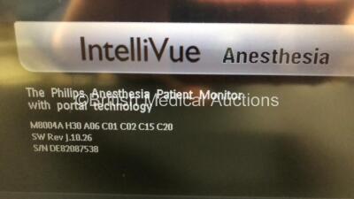 1 x Philips IntelliVue MP50 Anesthesia Touch Screen Patient Monitor Version J.10.26 *Mfd 2011-02 (Powers Up) and 1 x Philips IntelliVue G5-M1019A Gas Module with Water Trap *Mfd 2011* (No Power) *GL* - 2