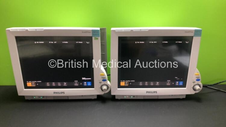 2 x Philips Intellivue MP70 Anesthesia Touch Screen Patient Monitors Software Revision J.10.26 *Mfd 2009* (Both Power Up) *GL*