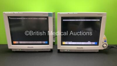 2 x Philips Intellivue MP70 Anesthesia Touch Screen Patient Monitors Software Revision G.01.80 - A.10.15 *Mfd 2011 - 2003* (Both Power Up) *GL*