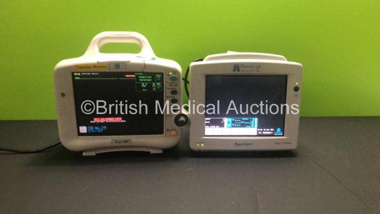 Job Lot Including 1 x Huntleigh Healthcare Smartsigns SC750 Patient Monitor (Powers Up) and 1 x GE Dash 3000 Patient Monitor with BP1/3, BP 1/2, SPO2, TEMP/CO, CO2, NBP and ECG Options (Powers Up, Damaged Casing - See Photo)