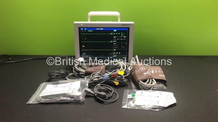 Edan IM8 Patient Monitor with T1, T2, ECG, NIBP, SPO2 and Printer Options, NIBP Cuff and Hose, SPO2 Finger Sensor and 3 Lead ECG Lead (Powers Up)