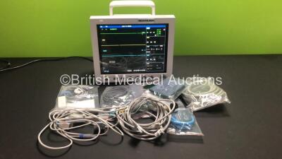 Edan IM8a Patient Monitor with CO2, T1, T2, IBP1, IBP2, ECG, NIBP, SPO2 and Printer Options, 3 Lead ECG Lead, NIBP Cuff and Hose and SPO2 Finger Sensor (Powers Up)