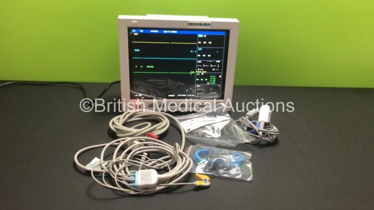 Edan IM8a Patient Monitor with CO2, T1, T2, IBP1, IBP2, ECG, NIBP, SPO2 and Printer Options, 3 Lead ECG Lead, NIBP Cuff and Hose and SPO2 Finger Sensor (Powers Up, Missing Casing - See Photo)