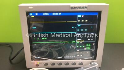 Edan IM8a Patient Monitor with CO2, T1, T2, IBP1, IBP2, ECG, NIBP, SPO2 and Printer Options, 3 Lead ECG Lead, NIBP Cuff and Hose and SPO2 Finger Sensor (Powers Up, Missing Casing - See Photo) - 2