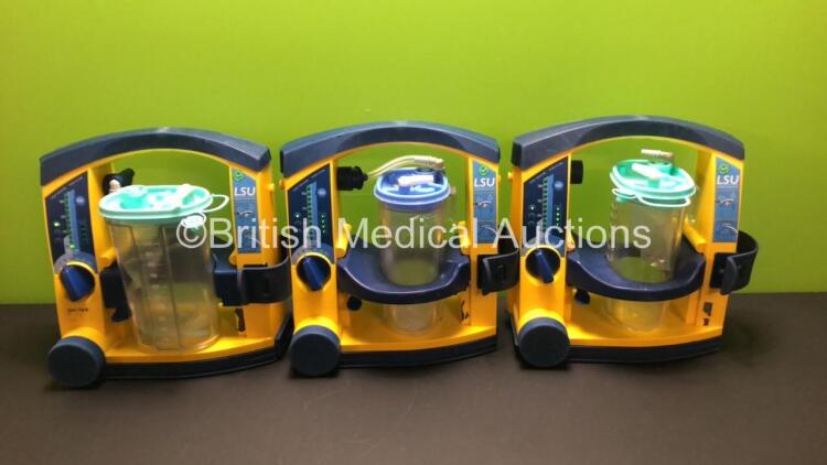 3 x Laerdal LSU Suction Units with 3 x Suction Cups and 3 x Lids (All Power Up) *78021069227 - 780909572389 - 78081354293*