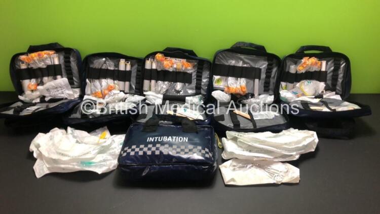 6 x Intubation Bags Containing Various Intubation Instruments