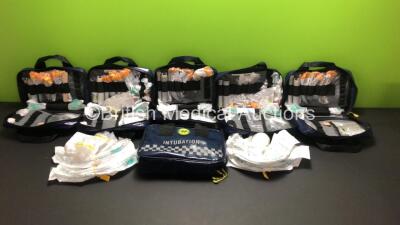 6 x Intubation Bags Containing Various Intubation Instruments