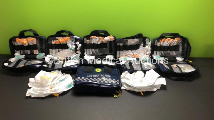 6 x Intubation Bags Containing Various Intubation Instruments