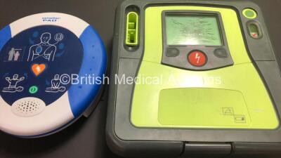 Job Lot Including 1 x Medtronic Lifepak CR Plus Defibrillator *Mfd 2011* (Powers Up) 1 x Zoll AED Pro Defibrillator (Damaged Screen and Untested Due to Missing Battery) and 1 x HeartSine SAM 300P Samaritan PAD Defibrillator (Untested Due to Missing Batter - 4