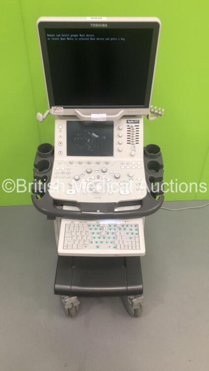 Toshiba Aplio 400 Ultrasound Scanner Model TUS-A400 (Hard Drive Removed-Keyboard Lock Broken and Missing Keyboard Keys-See Photos) * SN T5A14Z2133 * * Mfd 2014 *