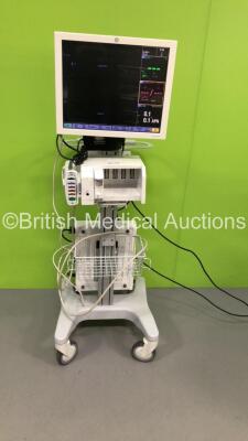 GE Datex-Ohmeda CDA19T Monitor with GE Module Rack Ref M1115512 Including 1 x E-MiniC Gas Module * Mfd 2013 * and 1 x GE Patient Data Module with ECG,Temp/CO,P1/P3,P2/P4,SpO2,NIBP and Defib/Sync * Mfd 2013 * on Stand (Powers Up)