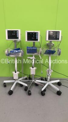 3 x Spacelabs Medical Patient Monitors Model No 90369 with Assorted Options Including ECG,P1/P2,SpO2,T1-2 and NIBP Options, 3 x SpO2 Finger Sensor Leads,3 x BP Hoses and 3 x BP Cuffs (All Power Up) * SN 369-120286 / 369-120377 *