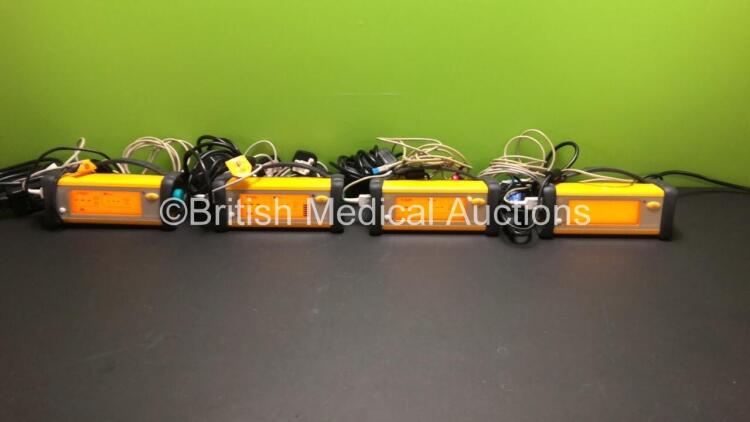 4 x GE Ohmeda TruSat Oximeters with Power Supplies and 4 x SpO2 Leads (All Power Up with 1 x Error)