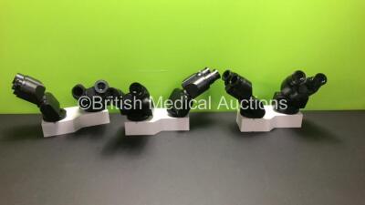 Job Lot of Olympus Microscope Accessories Including 6 x Olympus U-TBI-3 Tilting Binoculars on 3 x Olympus U-MDOSV Bases