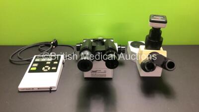 Job Lot of Olympus Microscope Accessories Including 1 x Olympus U-TBI-3 Tilting Binoculars on Olympus Model U-MDO10R3, 1 x Olympus U-CTR30-2 Binoculars on Olympus U-DOSV Base and 1 x Olympus DP20-5 Camera Controller