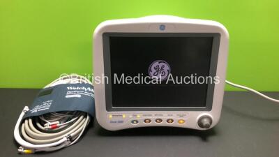 GE Dash 4000 Patient Monitor Including ECG, NBP, CO2, BP1, BP2, SpO2, Temp/co and Printer Options with ECG, SpO2, NBP Leads, BP Cuff, Finger Sensor (Powers Up) *DSHO5012295GA*