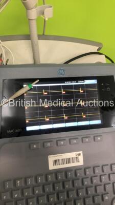 GE MAC 1600 ECG Machine on Stand with 1 x 10-Lead ECG Lead (Powers Up) * SN SDE13060087NA * * Mfd 2013 * - 3