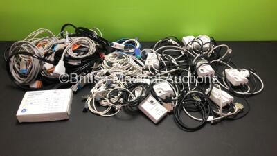 Job Lot of Monitor Leads Including 9 x Drager Primus Datex-Ohmeda N-DISPRIM Device Interfacing Solution and Various GE Leads