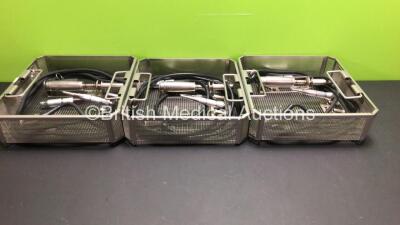 3 x Micro GD678 Handpiece with 3 x GD450M Attachments and 3 x GD672 Cables in Metal Trays *001457 - 001455 - 001490*