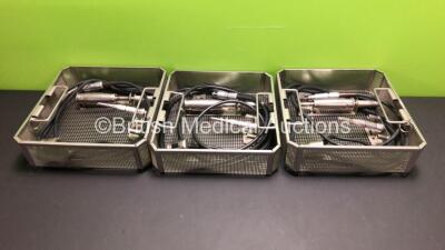 3 x Micro GD678 Handpiece with 3 x GD450M Attachments and 3 x GD672 Cables in Metal Trays *001454 - 001483 - 001451*