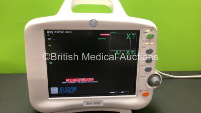 GE Dash 3000 Patient Monitor Including ECG, NBP, CO2, BP1, BP2, SpO2, Temp/co and Printer Options with 1 x ECG, 1 x SpO2, 1 x NBP Leads, 1 x Finger Sensor (Powers Up) *AAB04439380GA* - 2