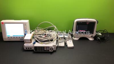 Job Lot Including 1 x GE Transport Pro Monitor with Power Supply (Powers Up) 2 x GE ApexPro Telemetry Units, 2 x GE Carescape T4 Telemetry Units with 4 x ECG Leads, 1 x GE Solar 8000M with Leads Including ECG, SpO2 with Finger Sensor and NBP with Cuff and