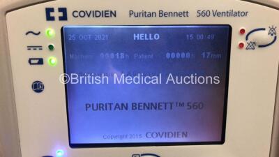 Covidien Puritan Bennett 560 Ventilator *Mfd 2016-11* with Carry Case (Powers Up) *40966J2447* - 2