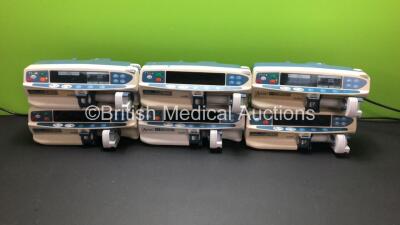 6 x Alaris Asena GH MK III Syringe Pumps (All Power Up with 1 x Blank Screen)