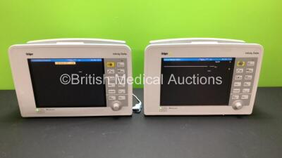 2 x Drager Infinity Delta Patient Monitors with HemoMed 1, Aux - Hemo 2 and 3, MultiMed and SpO2 Options *Mfd 2015 - 2010* (Both Power Up with Some Damage to Fascia Buttons - See Photos)