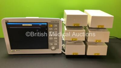 1 x Drager Infinity Delta Patient Monitor with HemoMed 1, Aux - Hemo 2 and 3, MultiMed and SpO2 Options *Mfd 2013* ( Powers Up) with 6 x Drager Power Supplies