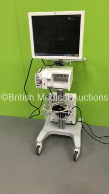 GE Datex-Ohmeda CDA19T Monitor with GE Module Rack Ref M1115512 Including 1 x E-MiniC Gas Module * Mfd 2013 * and 1 x GE Patient Data Module with ECG,Temp/CO,P1/P3,P2/P4,SpO2,NIBP and Defib/Sync * Mfd 2012 * on Stand (Powers Up)