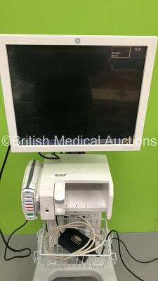 GE Datex-Ohmeda CDA19T Monitor with GE Module Rack Ref M1115512 Including 1 x E-MiniC Gas Module * Mfd 2013 * and 1 x GE Patient Data Module with ECG,Temp/CO,P1/P3,P2/P4,SpO2,NIBP and Defib/Sync * Mfd 2012 * on Stand (Powers Up) - 2