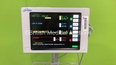 Spacelabs Patient Monitor Model No 6903369 on Stand with Multiparameter Module with ECG, hlo1, hlo2, NIBP, SPO2 and T1-2 Options (Powers Up) *S/N 369-12175* - 2