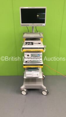 Imotech Medical Stack Trolley with Sony LCD Monitor, Fujinon XL-4450 Light Source, Fujinon VP-4450HD Processor, Fujinon Sonart Ultrasonic Processor and Fujifilm Ultrasonic Processor SU-8000 Scan Engine (Powers Up)