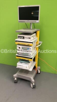 Imotech Medical Stack Trolley with Sony LCD Monitor, Fujinon XL-4450 Light Source, Fujinon VP-4450HD Processor, Fujinon Sonart Ultrasonic Processor and Fujifilm Ultrasonic Processor SU-8000 Scan Engine (Powers Up) - 8